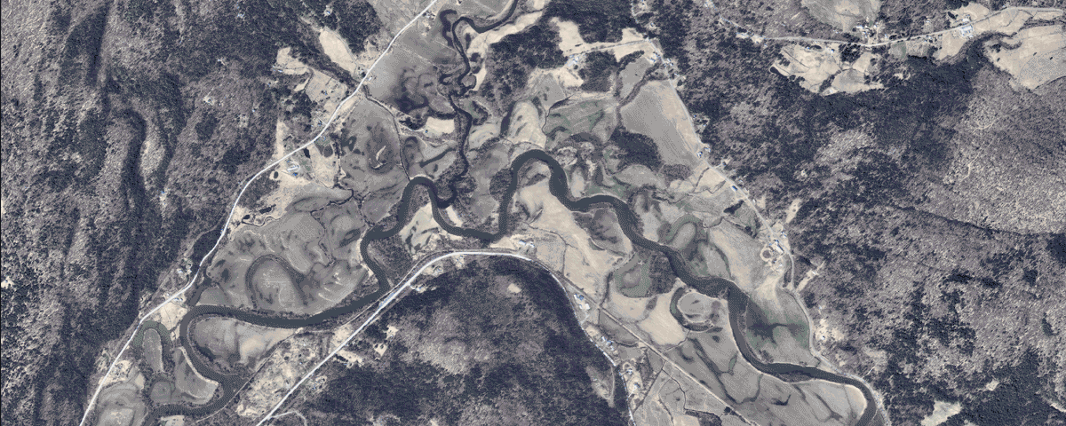Image showing three views of the Lamoille River to demonstrate River Corridors.
